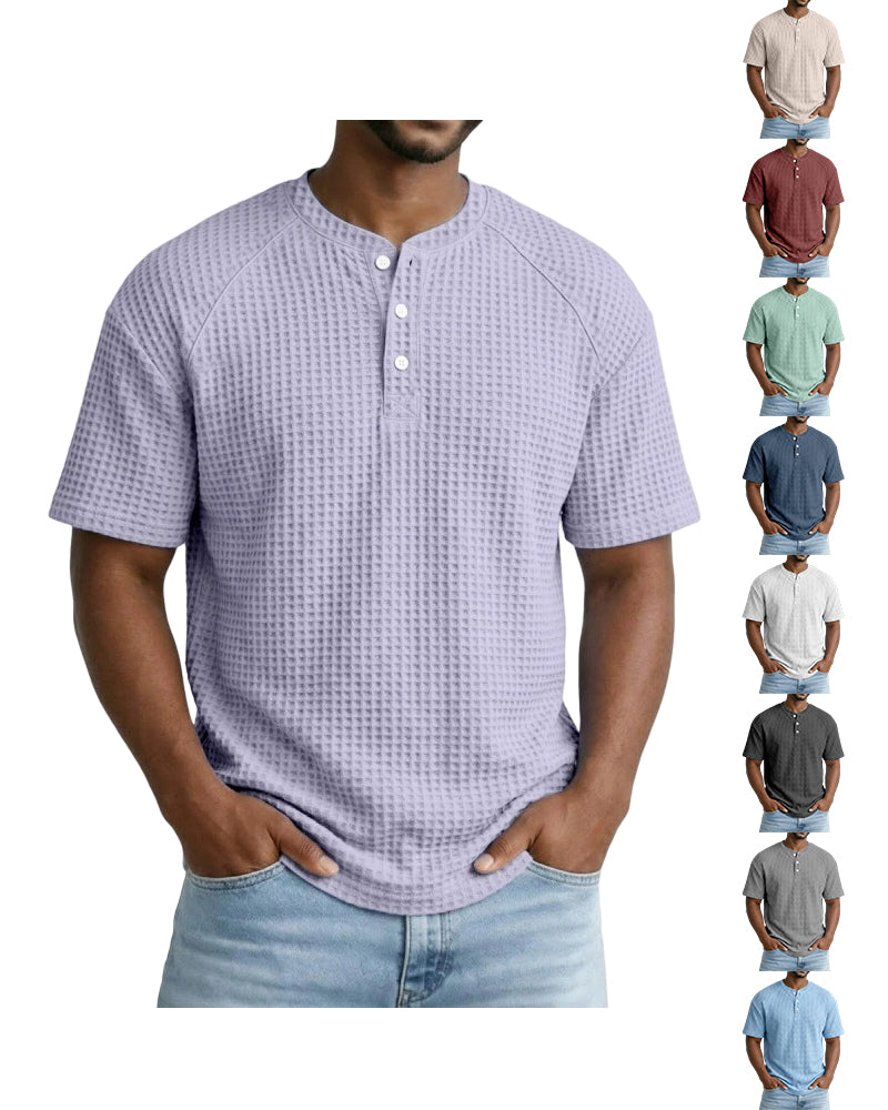 XS-6XL Large Waffle Men's Short-sleeved T-shirt