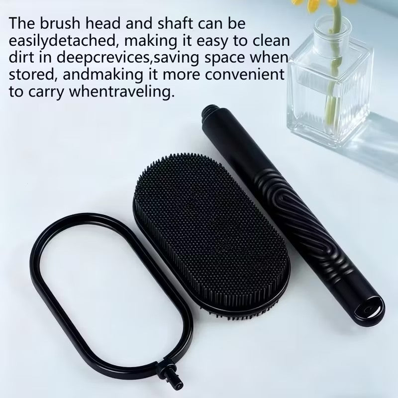 Back Brush for Showering - 27.5-Inch Adjustable Handle with Dual Exfoliating And Massaging Features, Long-Handled Bath Brush with Soft/Granular Texture.