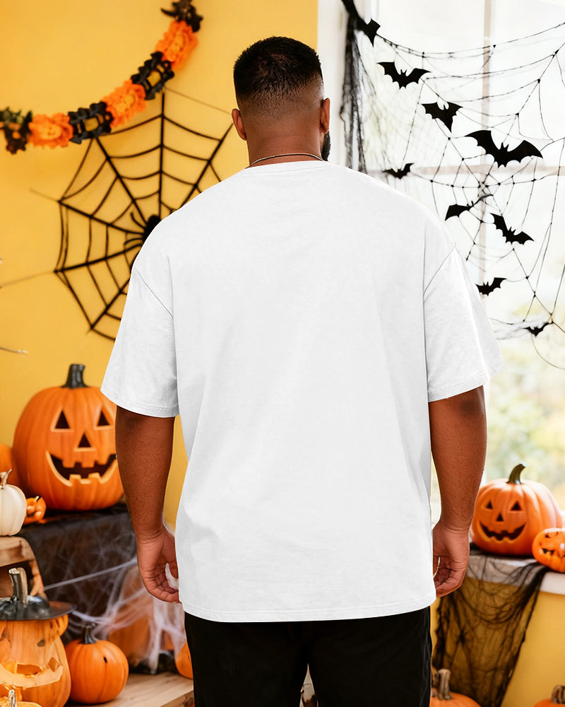 Big & Tall Men's Halloween Graffiti HA Letter Print Short Sleeve T-Shirt