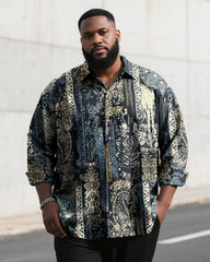 Big & Tall Men's Vintage Paisley Print Long Sleeve Shirt
