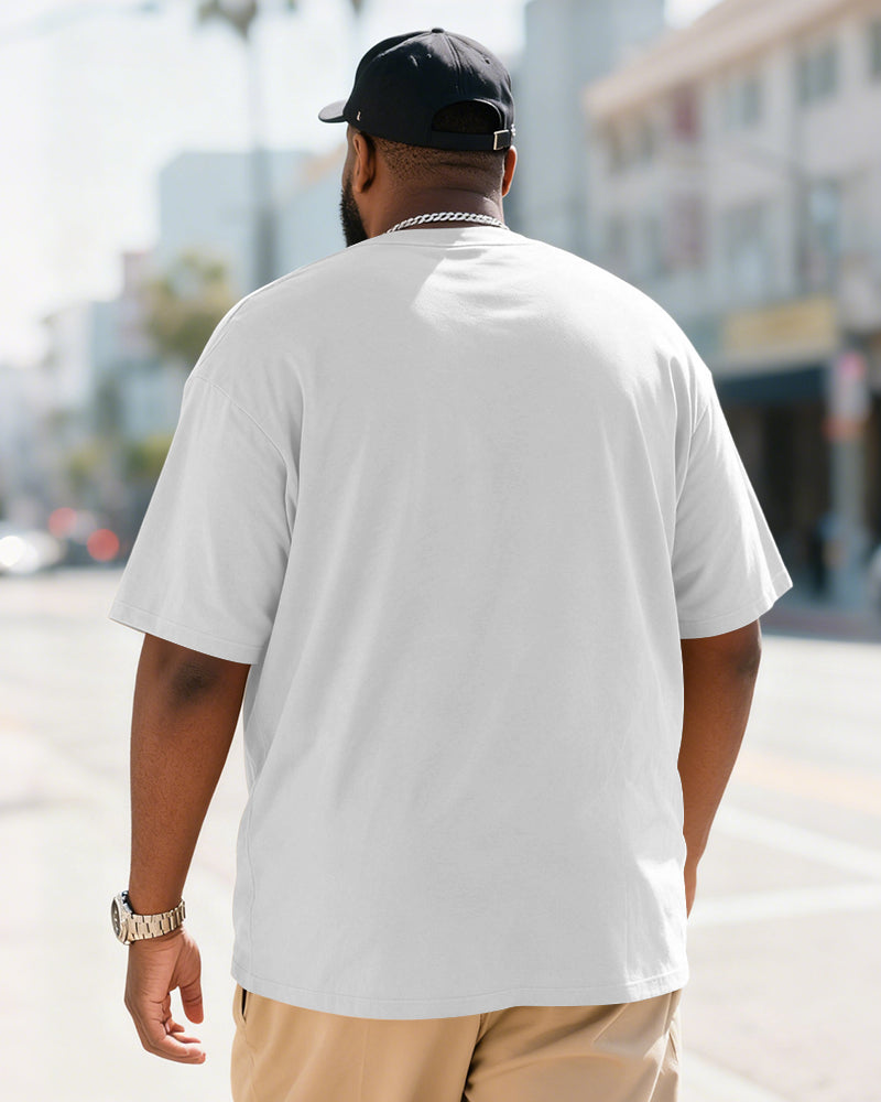 Big & Tall Men's Letter Slogan American Retro Printed Short Sleeve T-Shirt