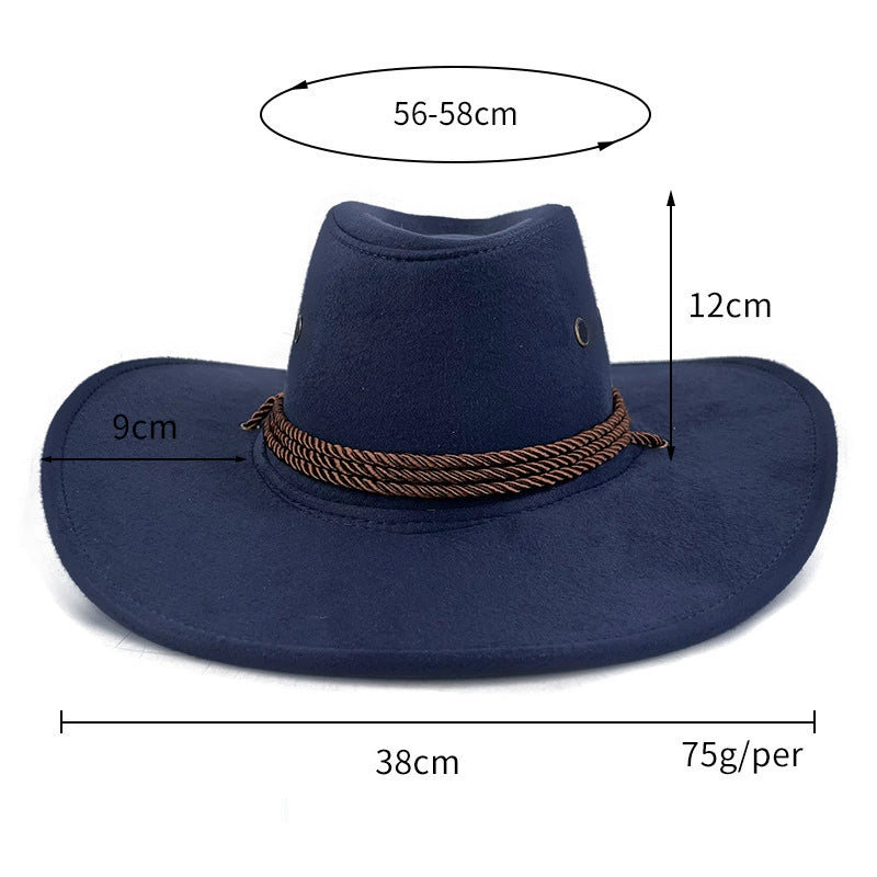 Suede Western Denim Retro Knight Felt Jazz Hat