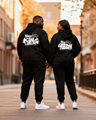 Big & Tall Couples "Her King & His Queen" Printed Hoodie Set