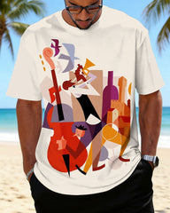 Big & Tall Men's We All Love Jazz Music Print Crewneck Short Sleeve T-Shirt