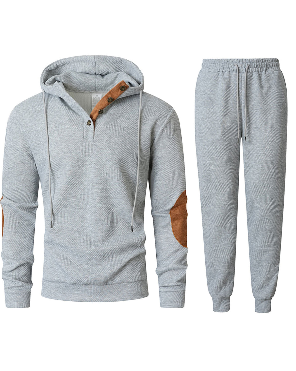 Big & Tall Men's Casual Jacquard Hooded Sweatshirt Set