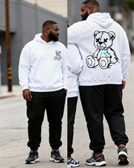 Big & Tall Couples Heartbreak Bear Print Hoodie Set