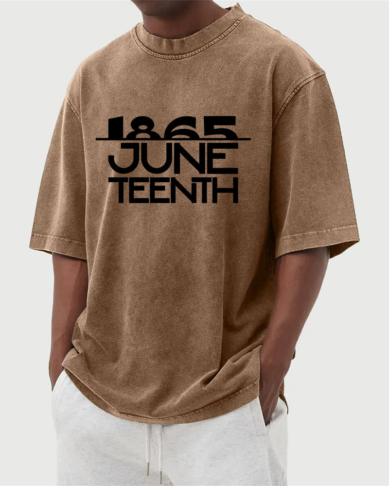S-5XL 1865 Juneteenth Vintage Printed Wash Water Distressed T-shirt
