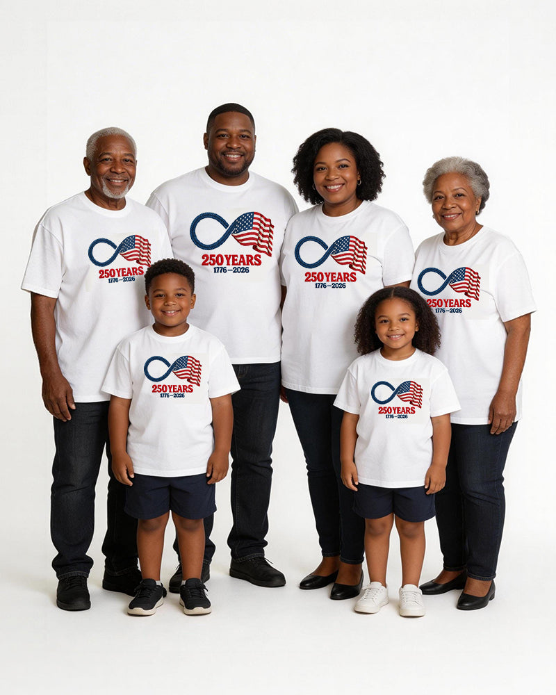 1776-2026 USA 250th Anniversary Flag Print Family Short Sleeve T-Shirt