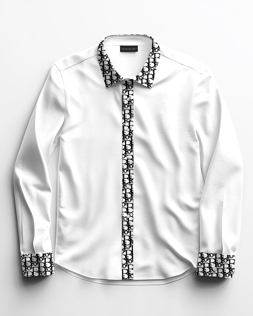 100% Cotton Featured Patchwork Lapel Long Sleeve Shirt Big Guys