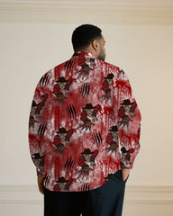 Big & Tall Men "Halloween Red Blood Ghost Festival Carnival Long Sleeve Shirt