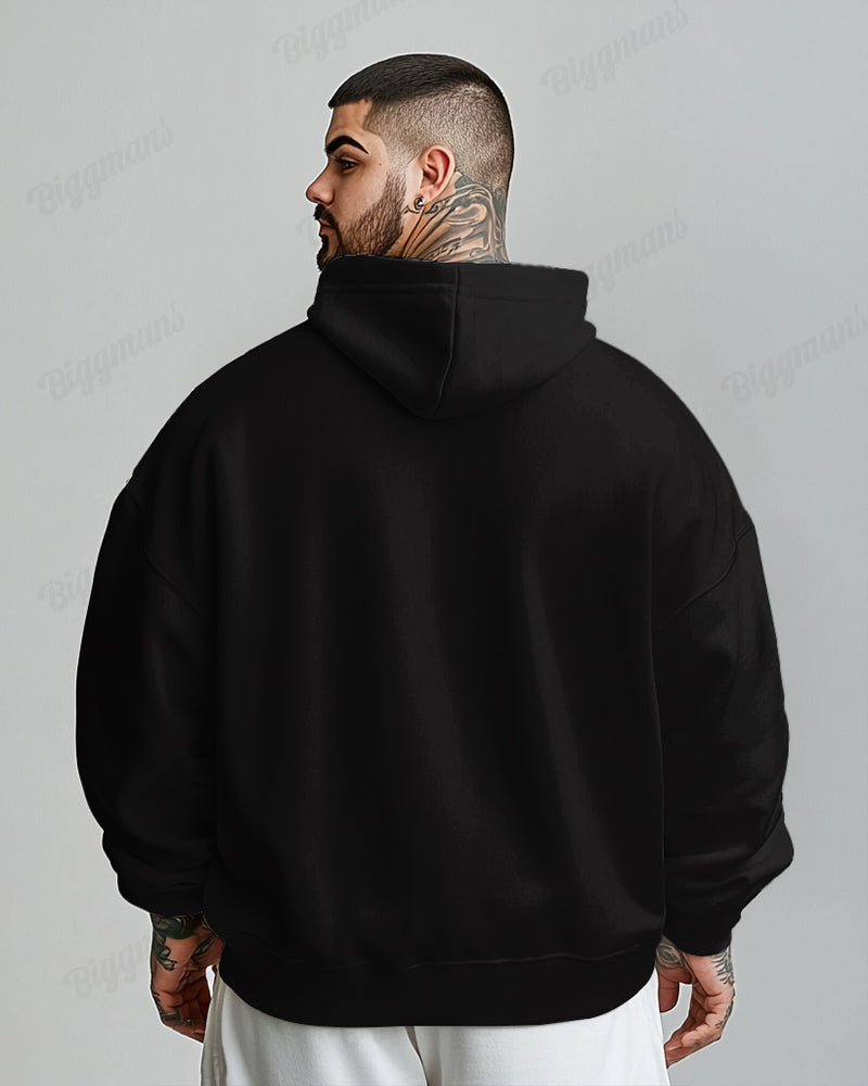 Cotton-Double Bone Love Pattern Printed Men's Loose Oversized Hoodie