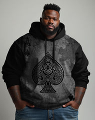 Men's Big and Tall Poker Spades Queen Zip Hoodie