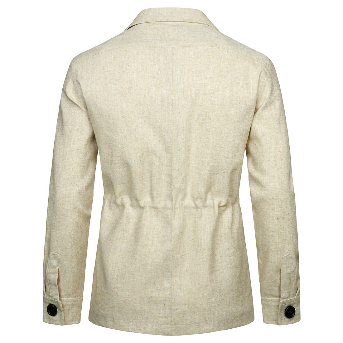 M-5XL Men's Casual Linen Jacket With Laps And Multi-Pockets
