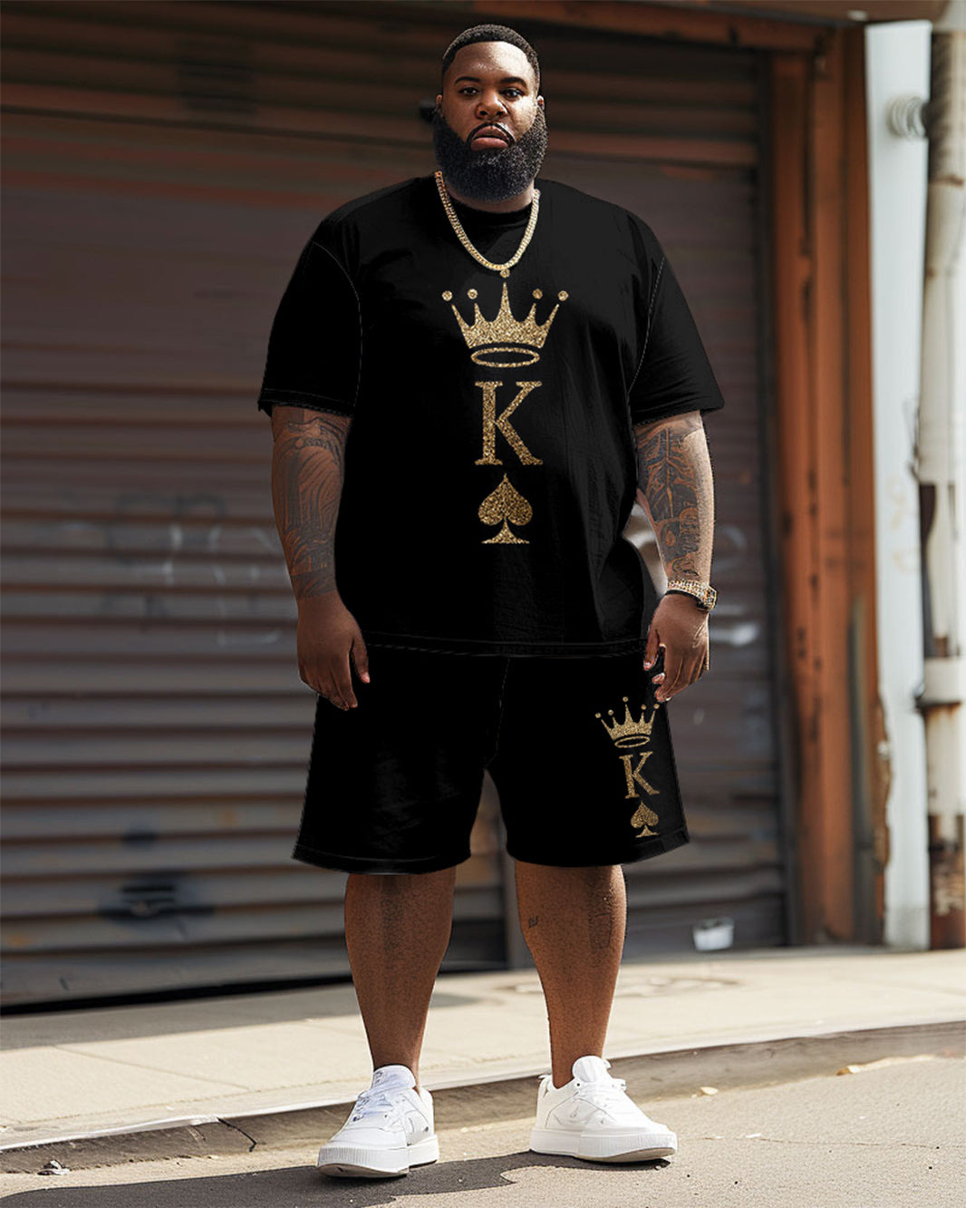 Street Casual King With Crown Print Large Men's Set
