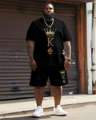 Street Casual King With Crown Print Large Men's Set