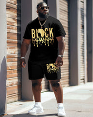 Men's Plus Size Juneteenth Black History Month Print T-Shirt Shorts Set