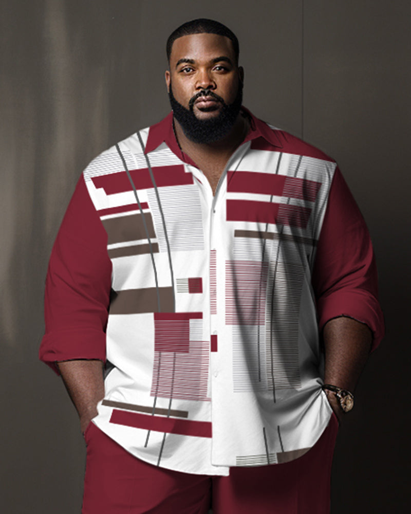 Big Men's Red Square Gradient Long Sleeve Walking Set