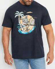 100% Cotton-Blue Black Hawaiian Corsage Men's Plus Size Short Sleeve T-Shirt