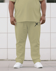 Men's Plus Size Khaki Chest Personality Small Standard Jacquard Short-sleeved T-shirt Trousers Suit