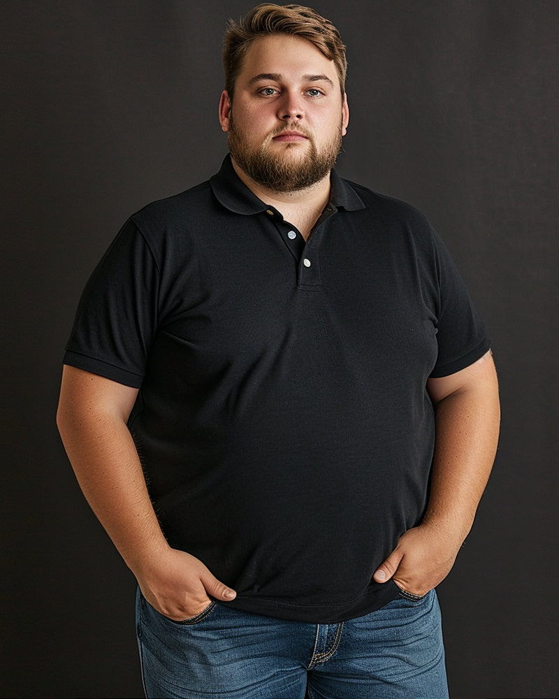 Casual Business Solid Color Basic POLO Big Men's Short Sleeve T-Shirt