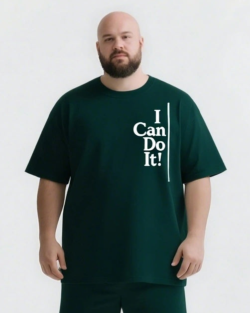 No Matter What You Can Do It Big & Tall Men's Simple Lettering T-shirt 2-Piece Set