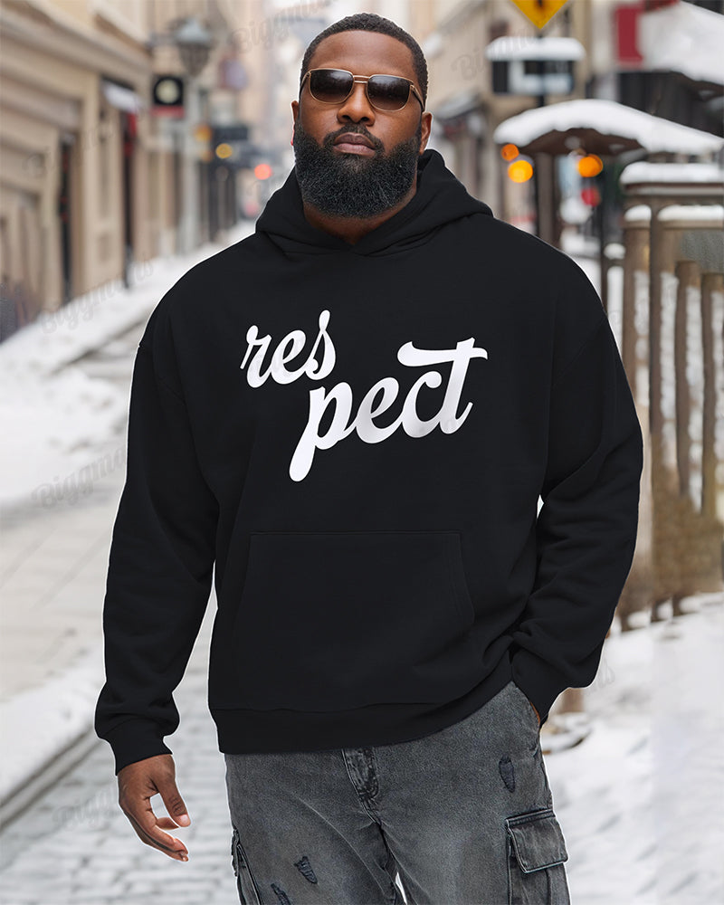 Respect Text Print Men's Loose Oversized Hoodie