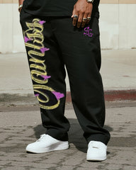 Big & Tall Men's Street Fashion Sequins Original Design-Short Sleeve Pants Suit