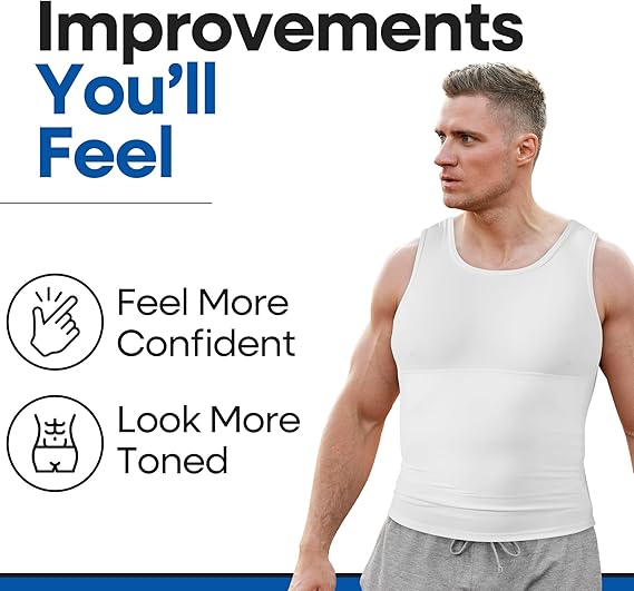 L-4XL Big & Tall Men's Abdominal And Chest Vest | Body Shaping Underwear Compression Vest |