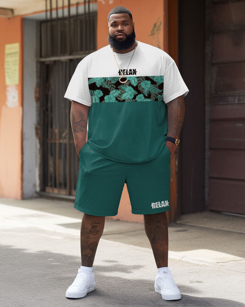 Street Casual Simple Floral Patchwork Printed Large Men's Suit