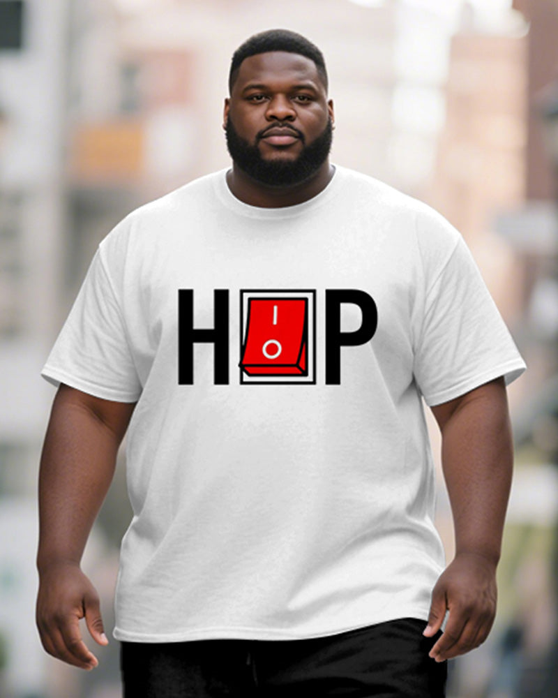 Men's Plus Size Switch Button Hip Hop Printed Short Sleeve T-shirt Shorts Suit