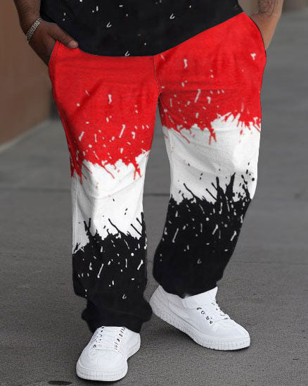 Men's Big & Tall Tie-Dye Patchwork Short-Sleeved Trousers Two-Piece Set