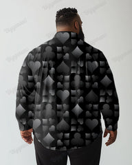 Men's Daily Casual Gradient Poker Geometric Print Plus Size Lapel Long Sleeve Shirt