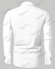Men's Plus Size Black Colorblock Khaki Stripe Print Long Sleeve Shirt Trousers Suit