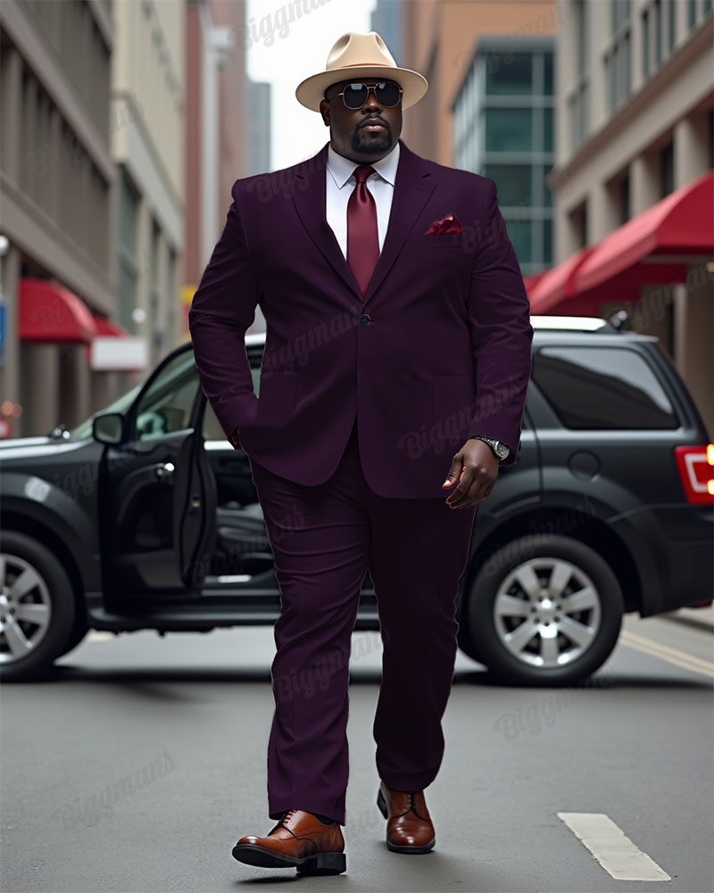 Men's Big and Tall Solid Color Blazer Trousers Suit