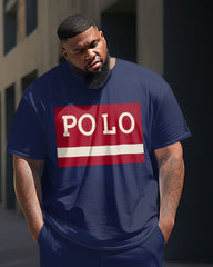 Color Matching Men's Casual Two-Piece Set Plus Size Short-Sleeved T-shirts