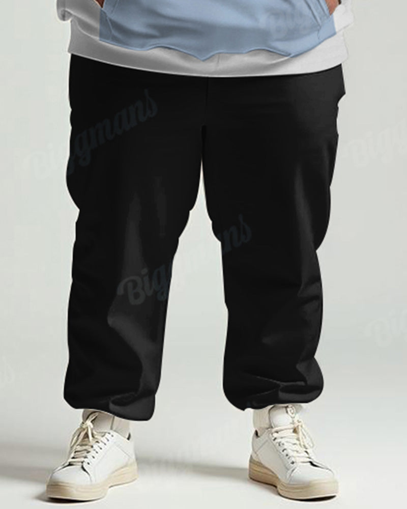 Men's Daily Casual Colorblock Striped Letter Print Plus Size Hoodie Suit