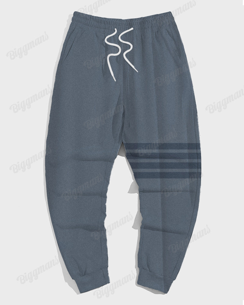 Men's Daily Casual Simple Blue Stripe Print Big & Tall Hoodie Set