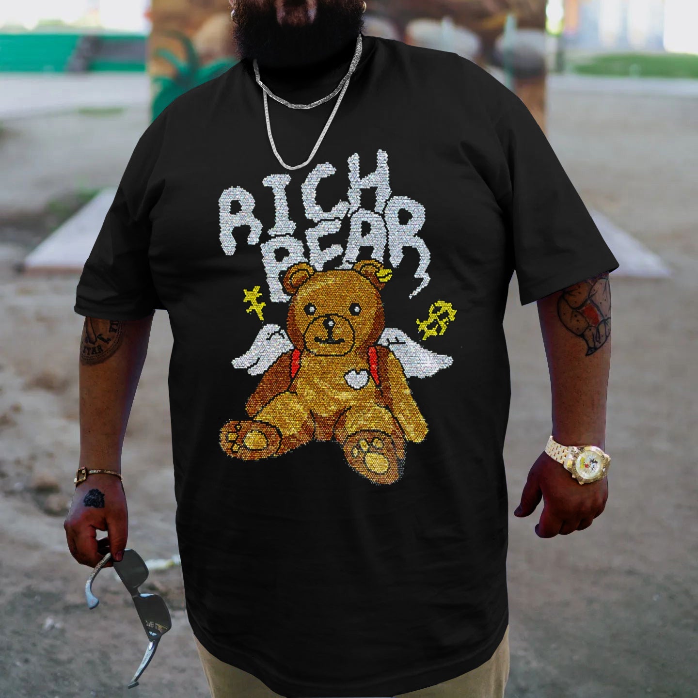 Plus Size Black Rich Bear T-Shirt