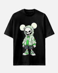 Men's Cool Hoodie Skull Cartoon Printed Casual Big Size Short Sleeve T-shirt