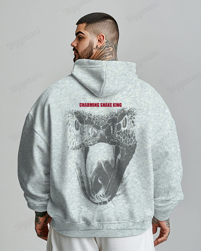 Cotton-Premium Cloth Color Front And Back Print Snake King Pattern Men's Loose Oversized Hoodie