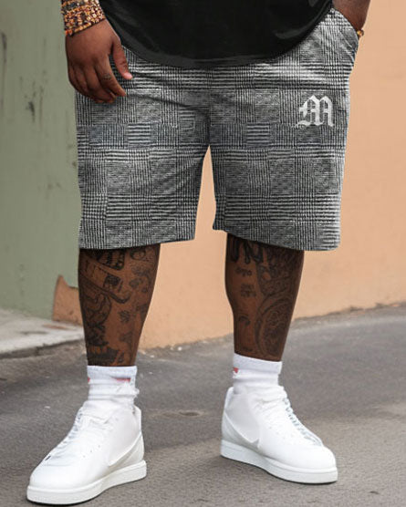 Big Build Guys Casual Simple Gradient Business Short-sleeved Shorts Set