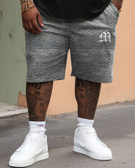 Big Build Guys Casual Simple Gradient Business Short-sleeved Shorts Set