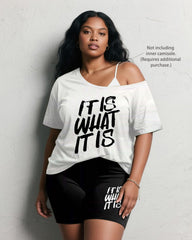 Women's Plus Size Daily Casual It Is What It Is Alphabet Print Short Sleeve Shorts Suit