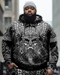 Men's Big & Tall Retro Elements Viking Long-Sleeved Hoodie Sweatpants Set