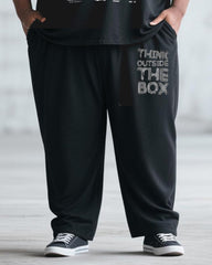 Big & Tall Men's Striped Graffiti Alphabet Print Long Sleeve T-Shirt Trousers Suit