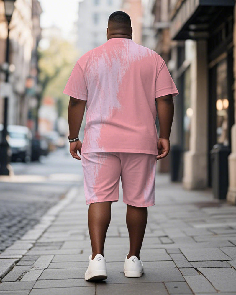 Men's Plus Size Pink Graffiti Sunglasses Cartoon Print Short Sleeve T-Shirt Shorts Suit