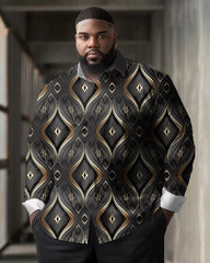 Geometric Personality Gradient Printed Long Sleeved Big & Tall Shirt