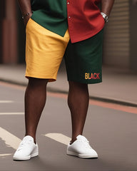 Men's Plus Size June Festival Style Theme Color Print Shorts Shirt Suit