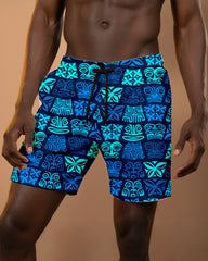 Big & Tall Men's Daily Leisure Hawaii. African Totem Print Casual Shorts
