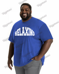 100 Cotton-simple Letter Pattern Men's Loose Plus Size Short Sleeve T-shirt